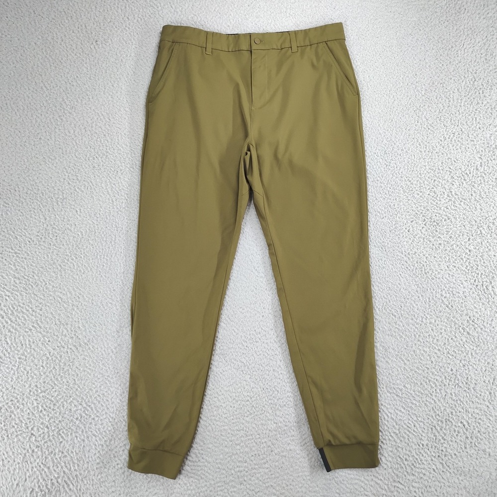 GoodGood Golf Pants Mens 34 Waist Green Olive Jogger Cuffed Ankle Polyester Golf